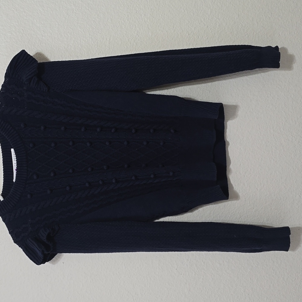 Veronica‎ Beard Earl Ruffled Cable Knit Sweater M
